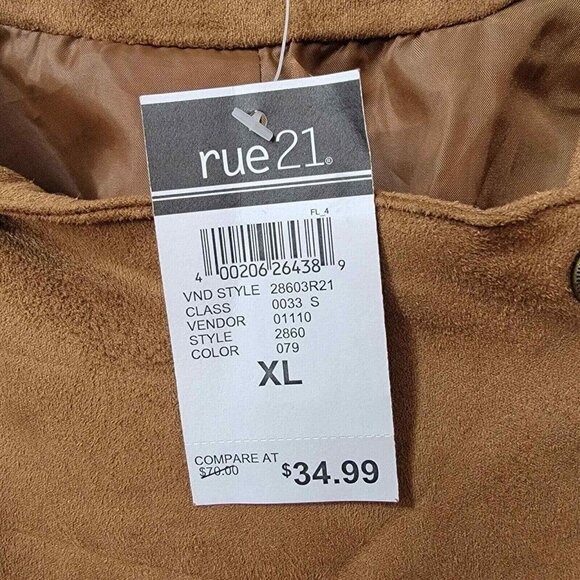 Rue21 Jacket Womens XL Brown Biker with Tassels Full‎ zipper Pockets New Tags - Picture 6 of 8